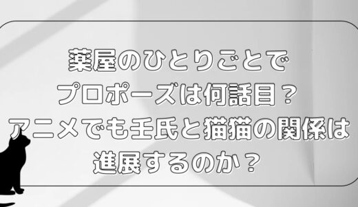 薬屋のひとりごとでプロポーズは何話目？アニメでも壬氏と猫猫の関係は進展するのか