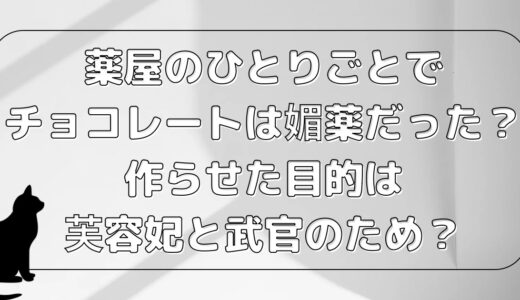 薬屋のひとりごとでチョコレートは媚薬だった？作らせた目的は芙容妃と武官のため？